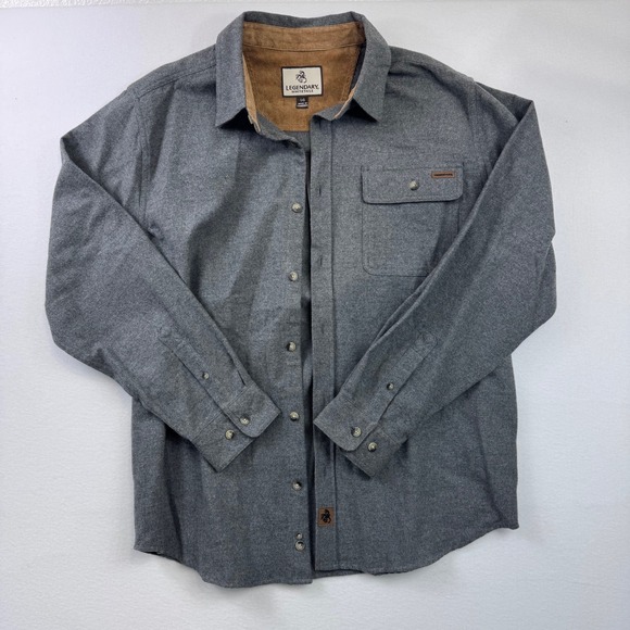 Legendary Whitetails Other - Legendary Whitetails Mens Gray Cotton Flannel Shirt Corduroy Trim LG POLW-6692